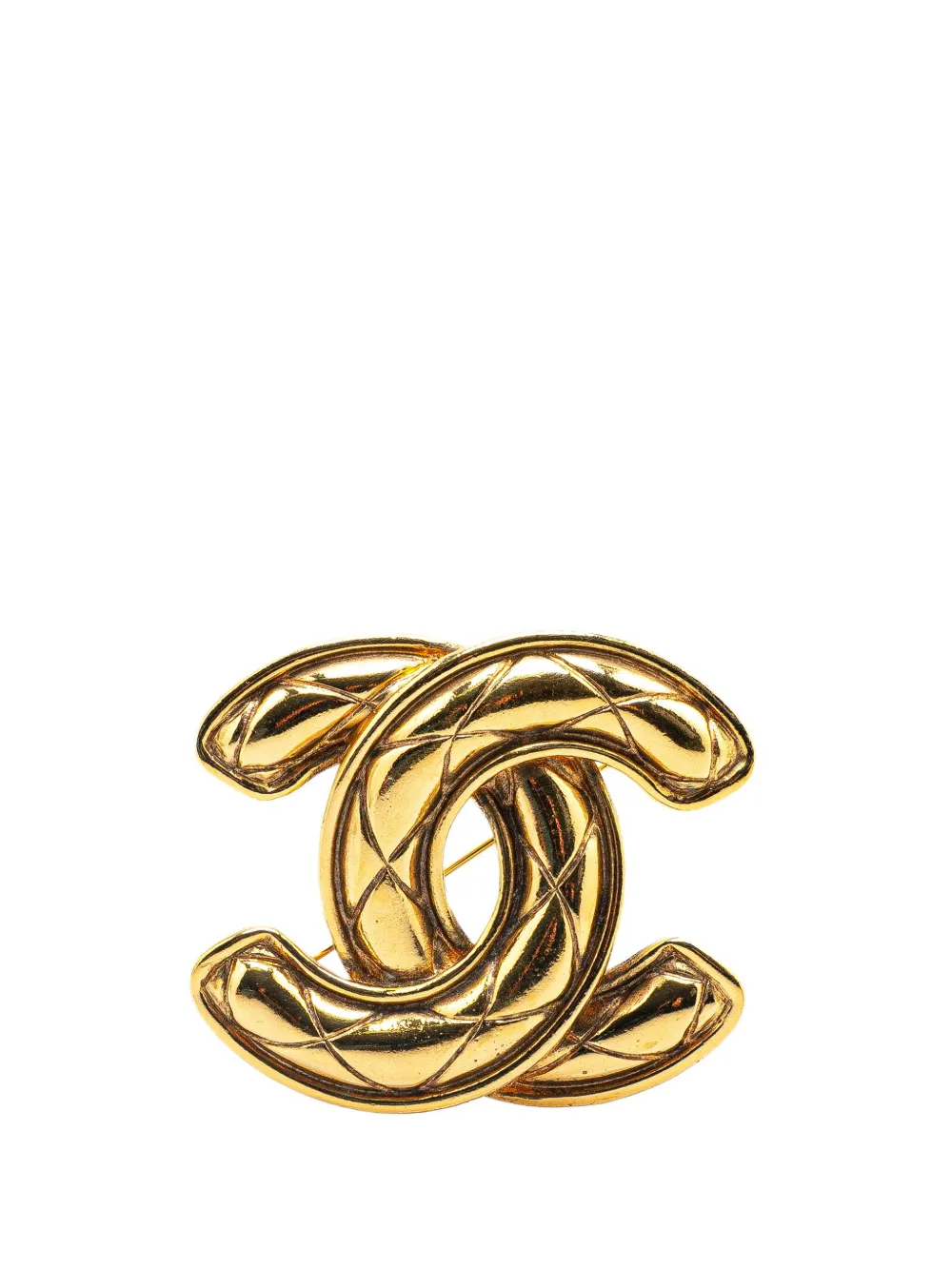 CHANEL Pre-Owned 1970-1980 ゴールドプレーテッド ココマーク マトラッセ コスチューム ブローチ - CHANEL Pre-Owned 1970-1980 ゴールドプレーテッド ココマーク マトラッセ コスチューム ブローチ -