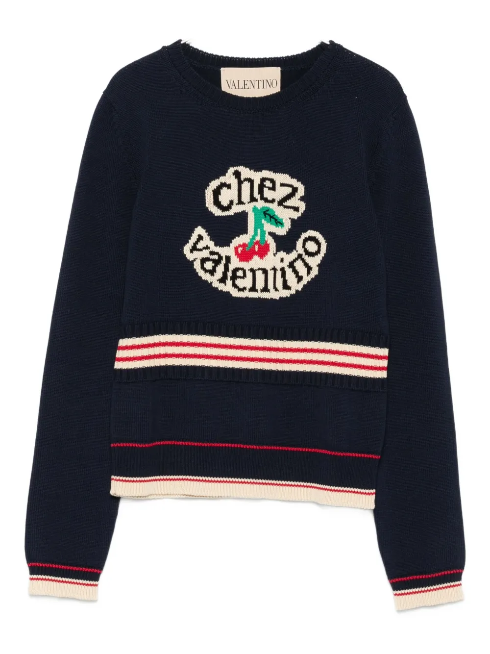 Valentino Garavani cherry-embellished crew-neck sweater - ブルー Valentino Garavani cherry-embellished crew-neck sweater - ブルー