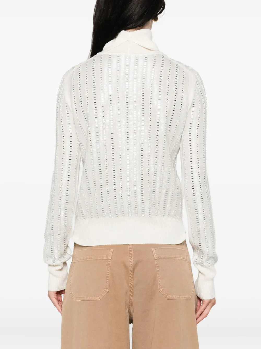 Ermanno Scervino rhinestone-embellished turtleneck jumper Beige