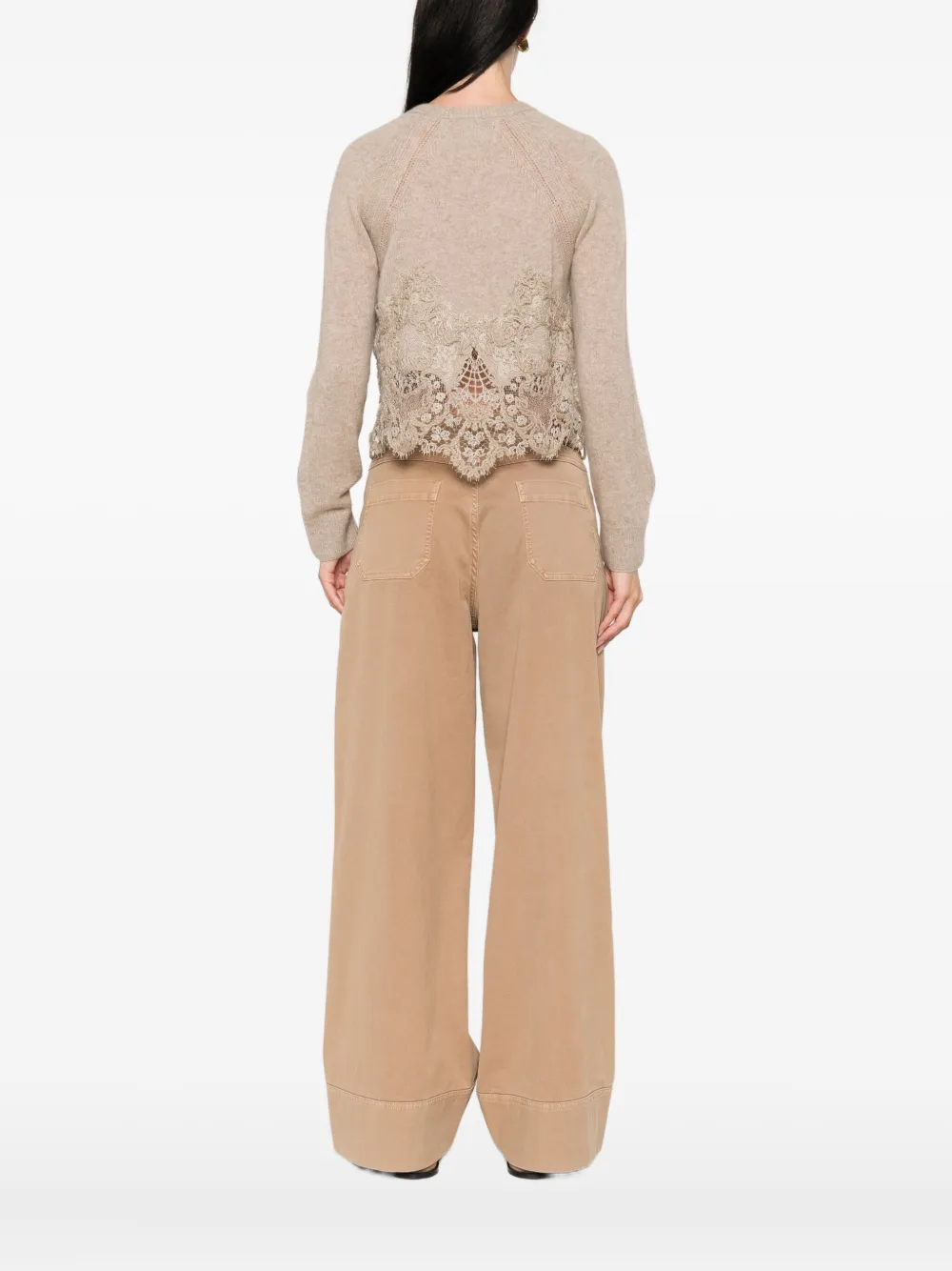 Ermanno Scervino Vest met afwerking van kant Bruin