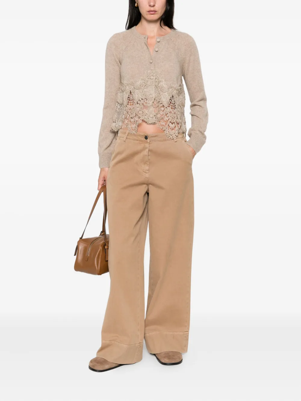 Ermanno Scervino Vest met afwerking van kant Bruin