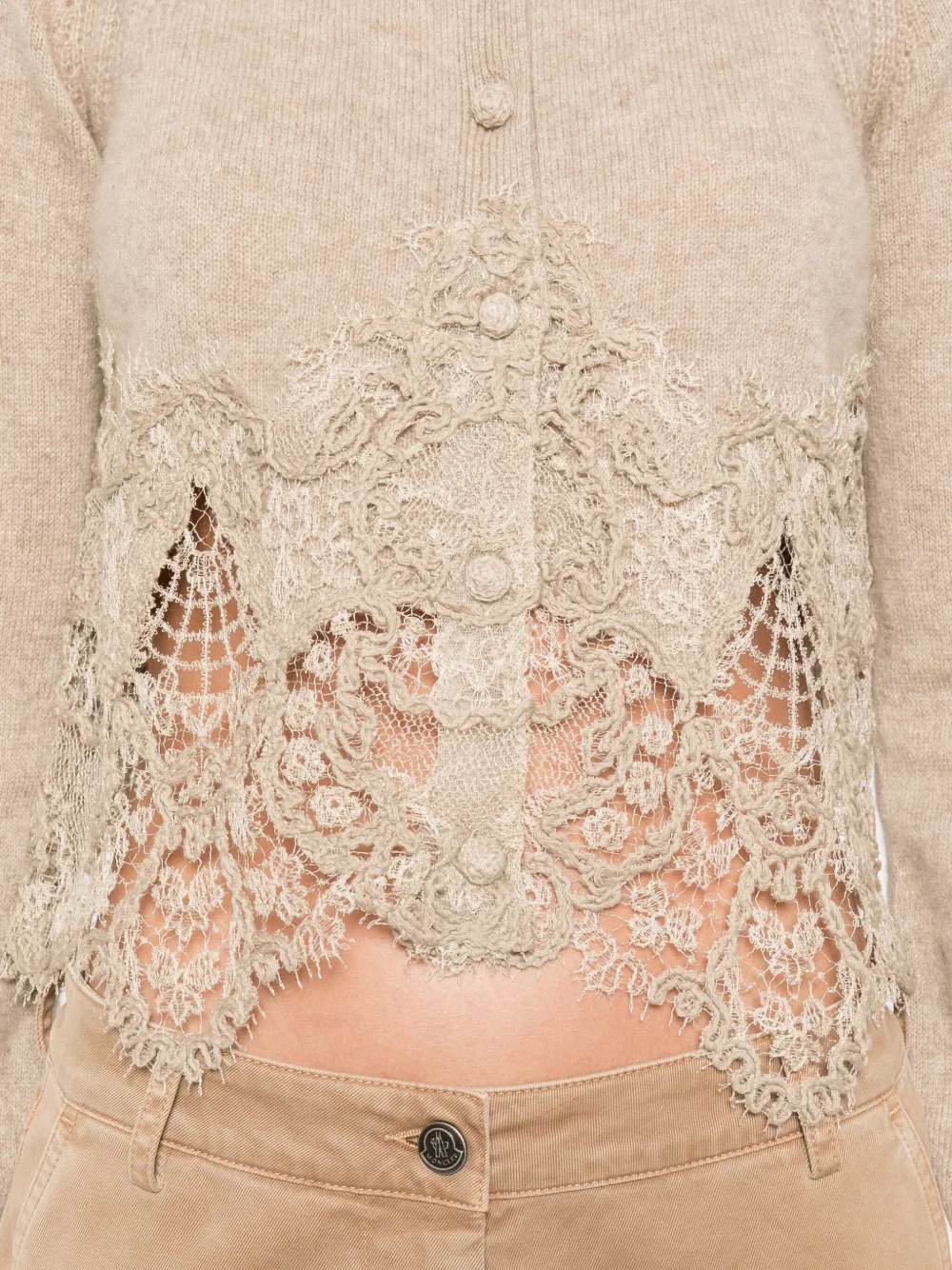 Ermanno Scervino Vest met afwerking van kant Bruin