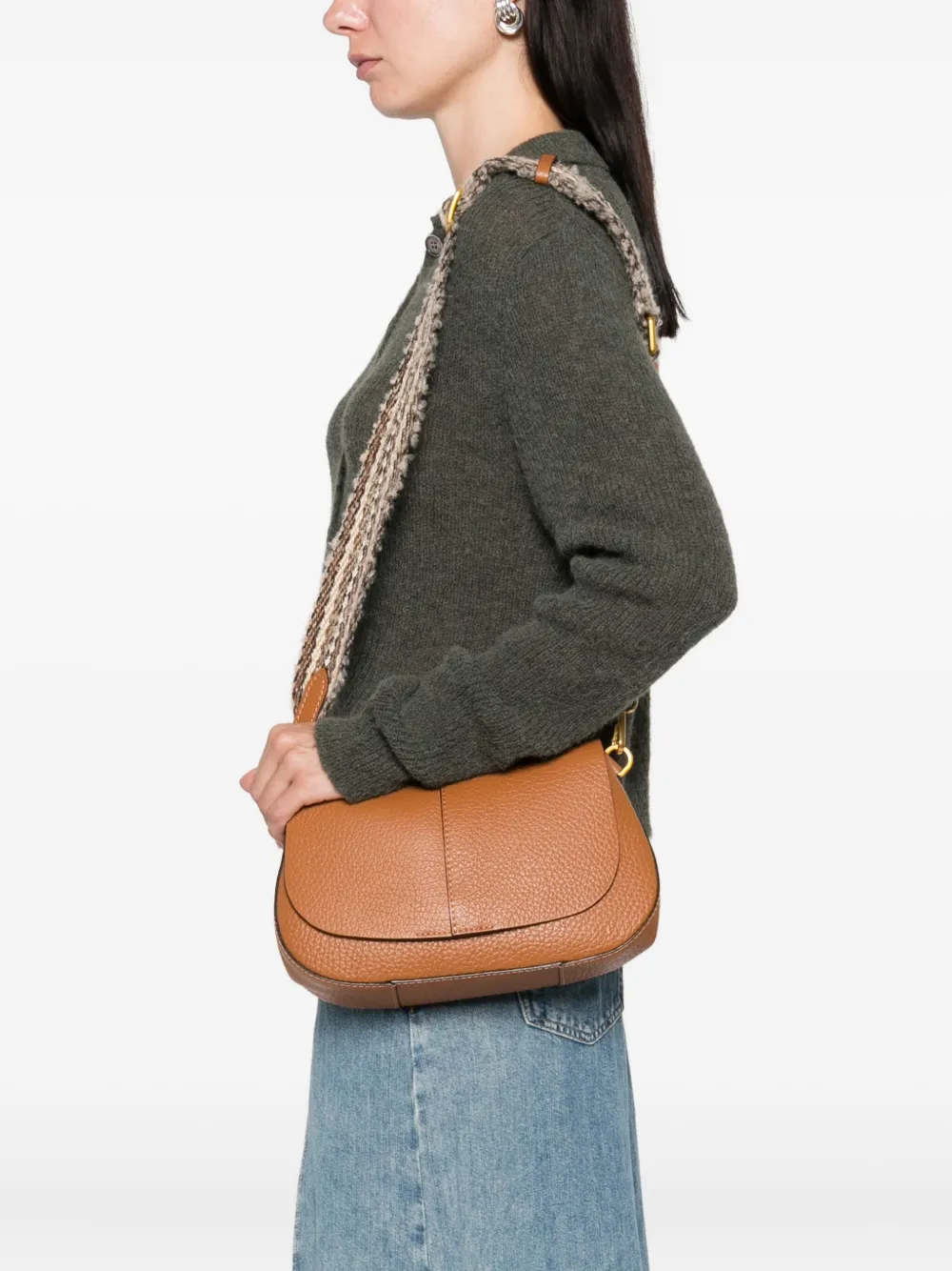 GIANNI CHIARINI Helena leather shoulder bag Bruin