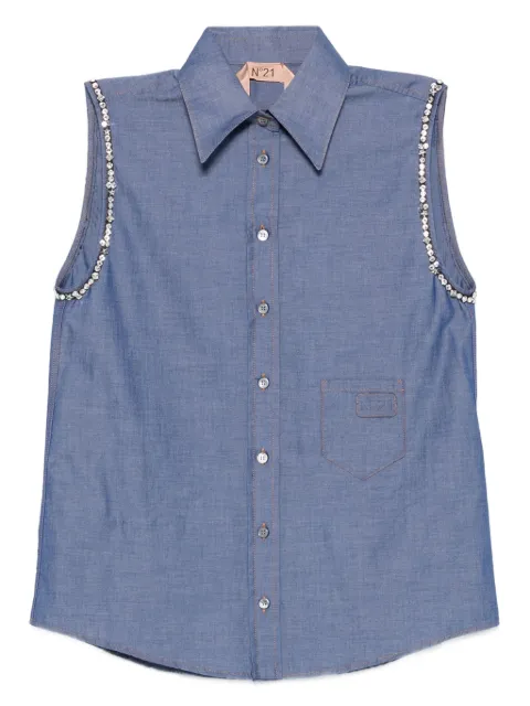 Nº21 crystal-embellished sleeveless shirt