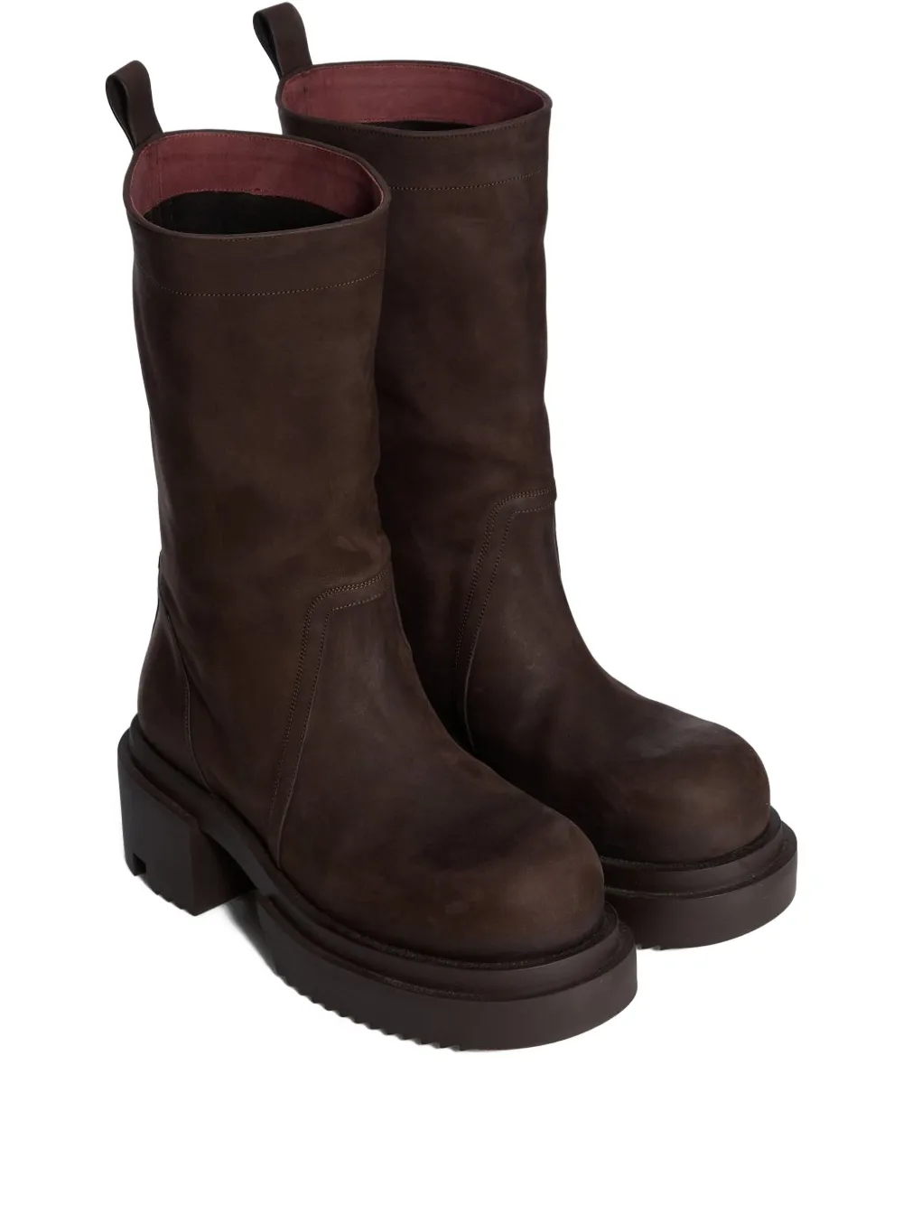 Rick Owens 60mm Bogun Leather Platform Boots In Brown