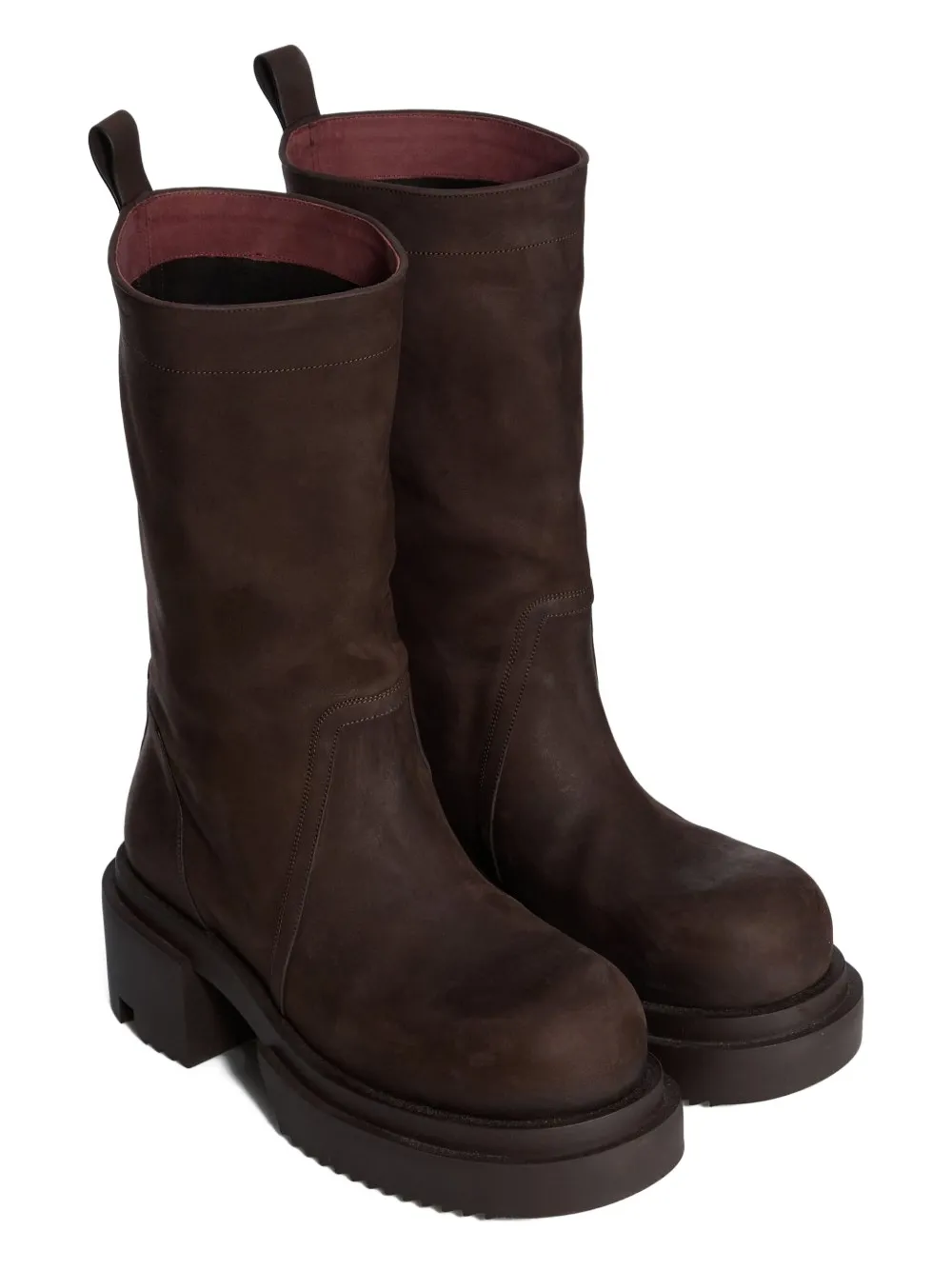 Rick Owens 60mm Bogun leather platform boots Brown