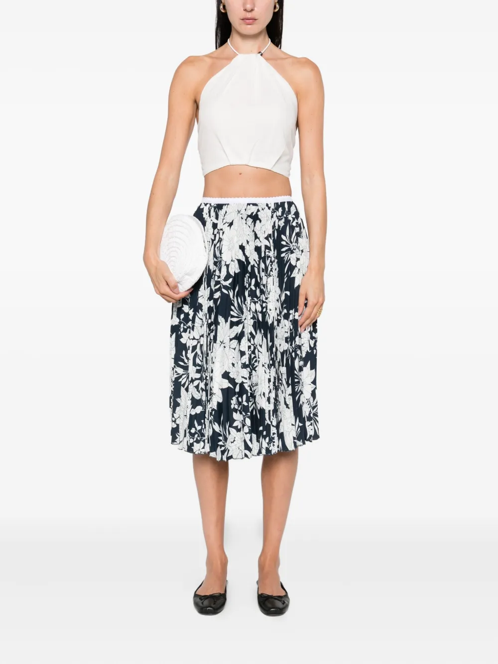 Nº21 Plooirok met bloemenprint Blauw
