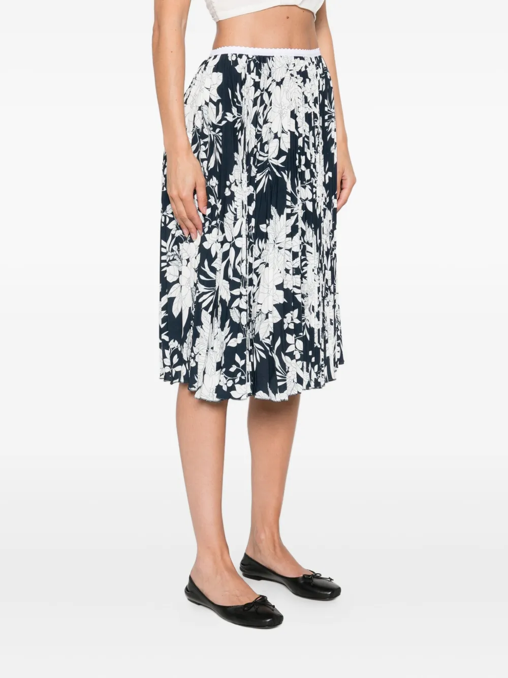 Nº21 Plooirok met bloemenprint Blauw
