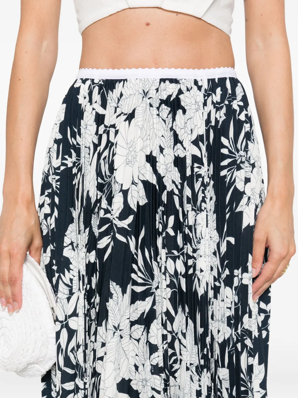Nº21 Plooirok met bloemenprint Blauw