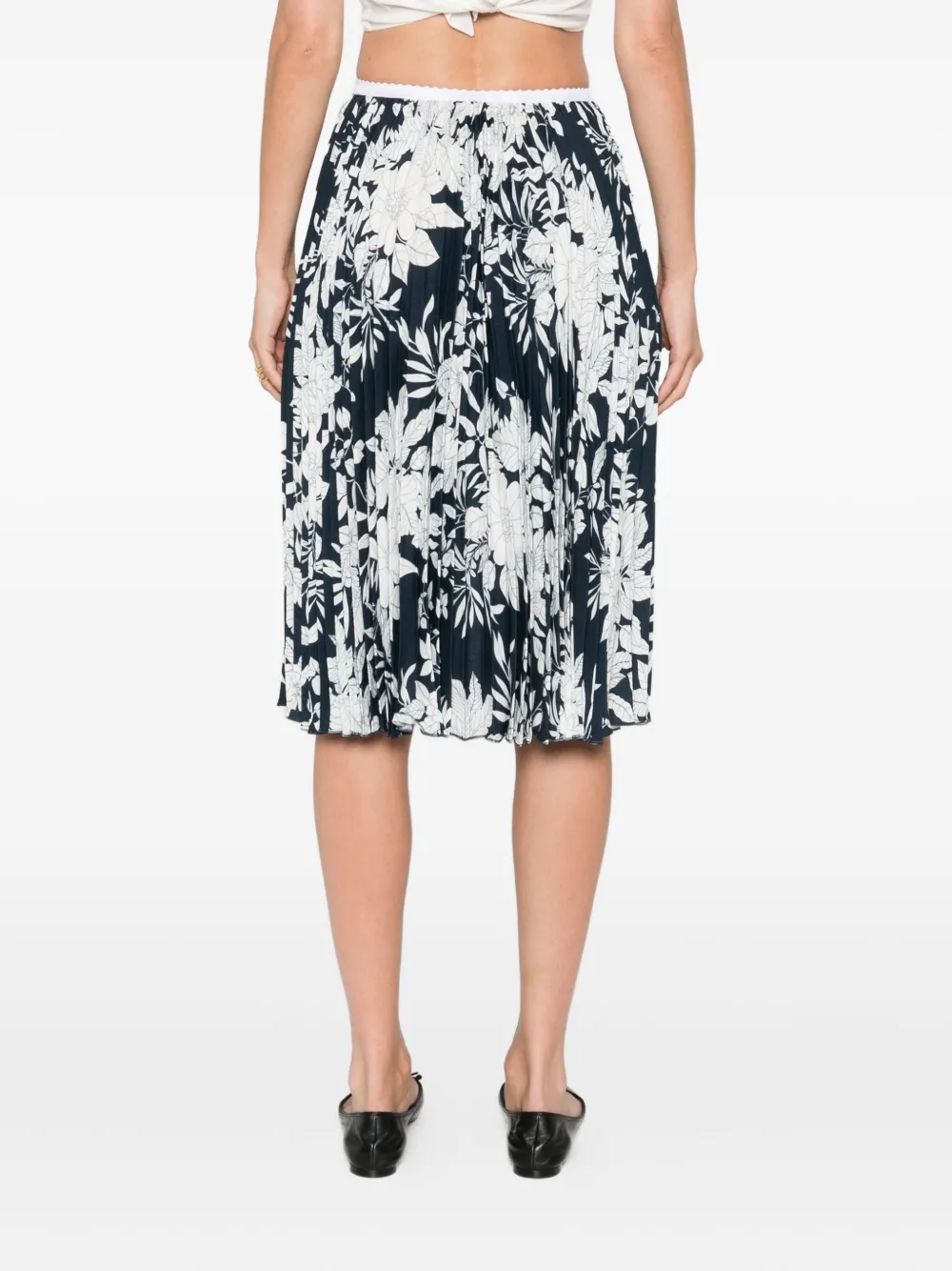 Nº21 Plooirok met bloemenprint Blauw