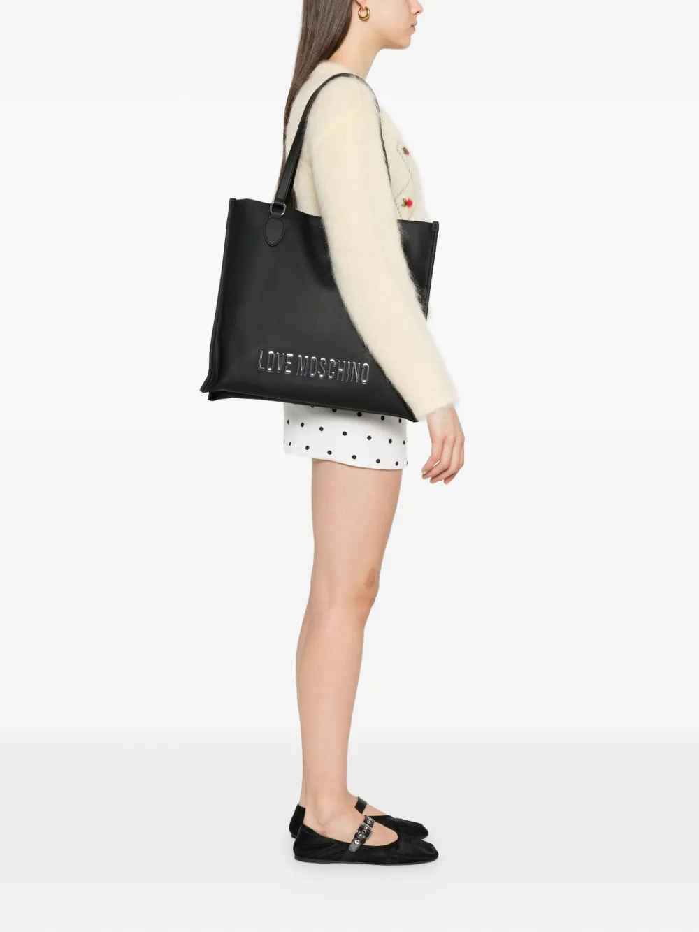 Love Moschino logo-plaque tote bag Zwart