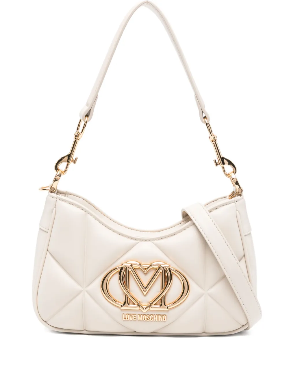 Love Moschino quilted logo-plaque shoulder bag Beige