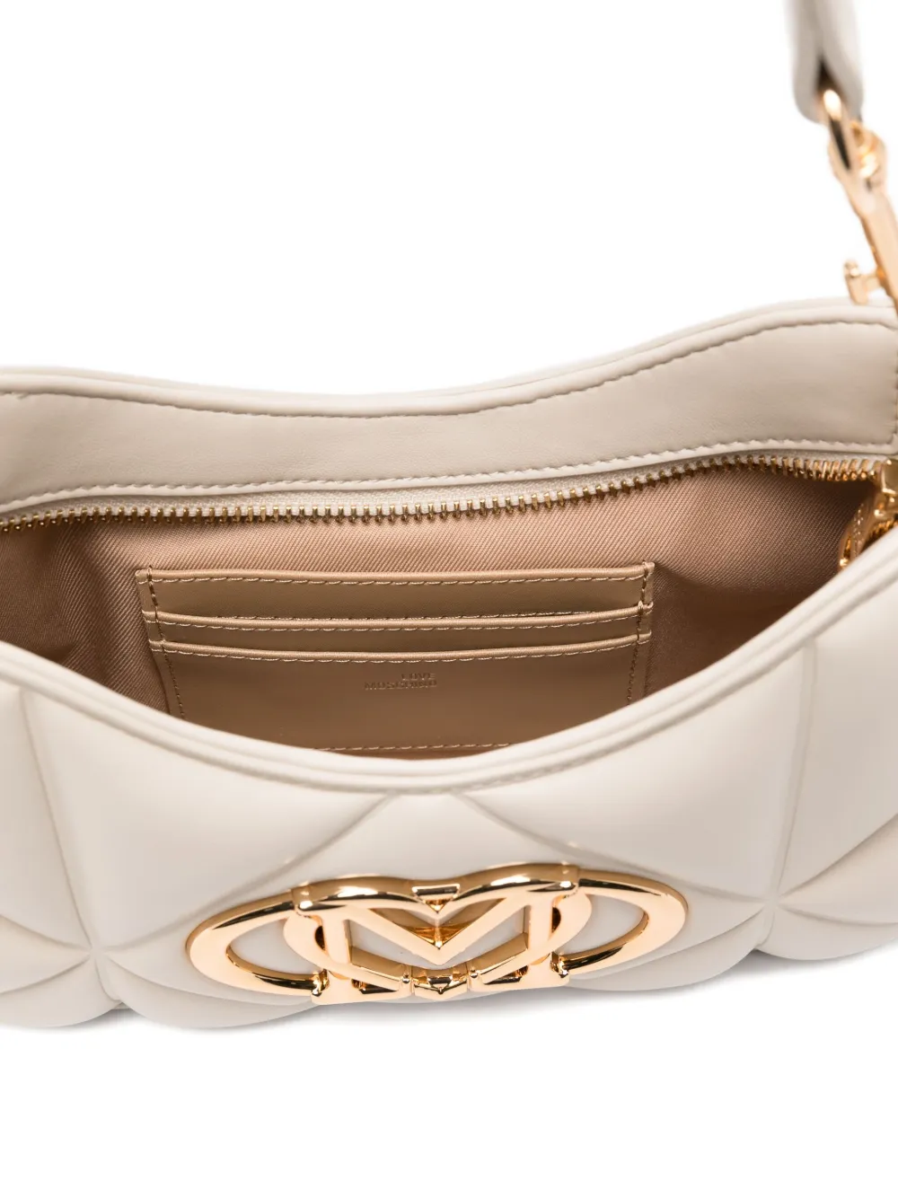 Love Moschino quilted logo-plaque shoulder bag Beige