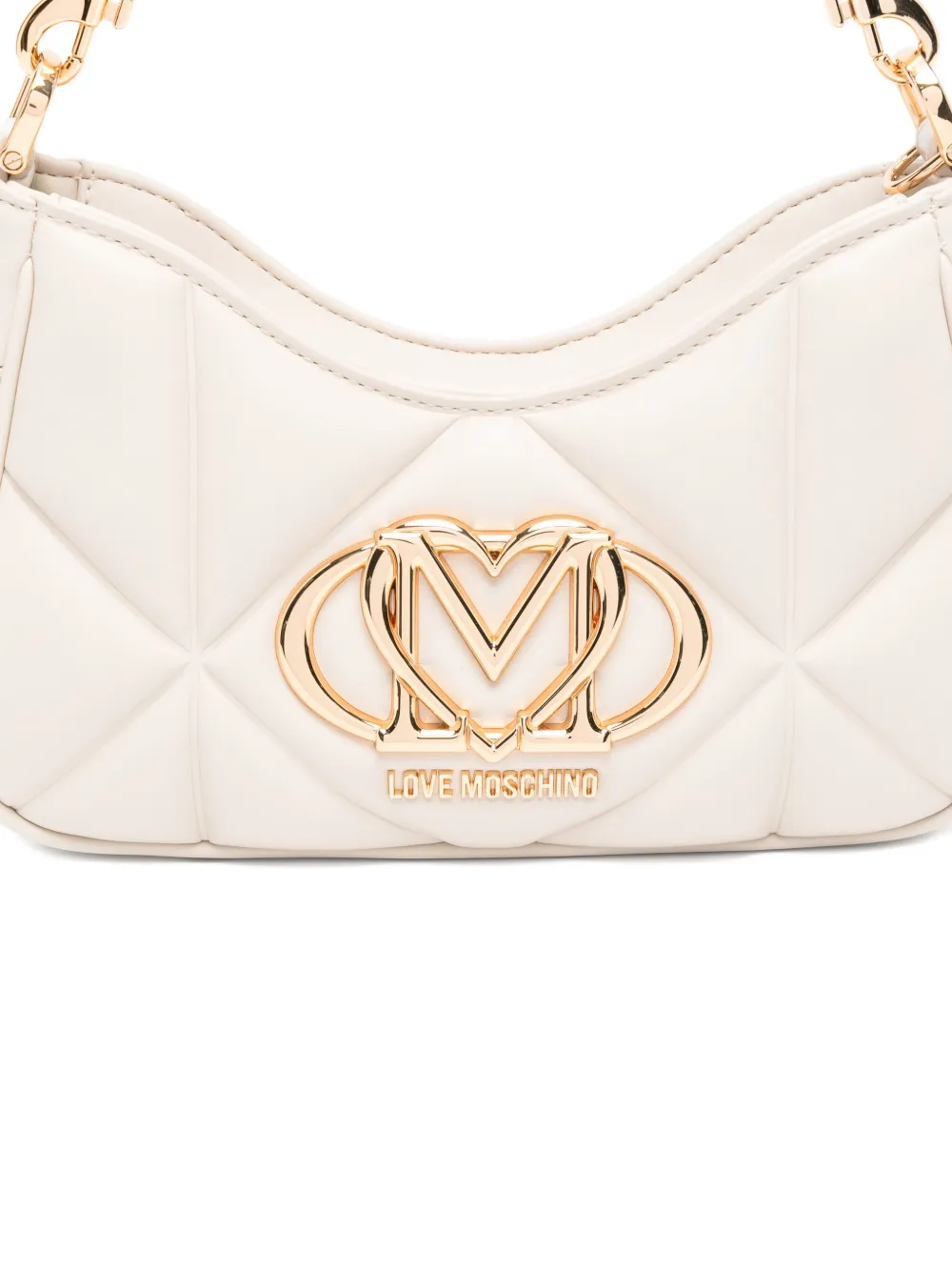 Love Moschino quilted logo-plaque shoulder bag Beige