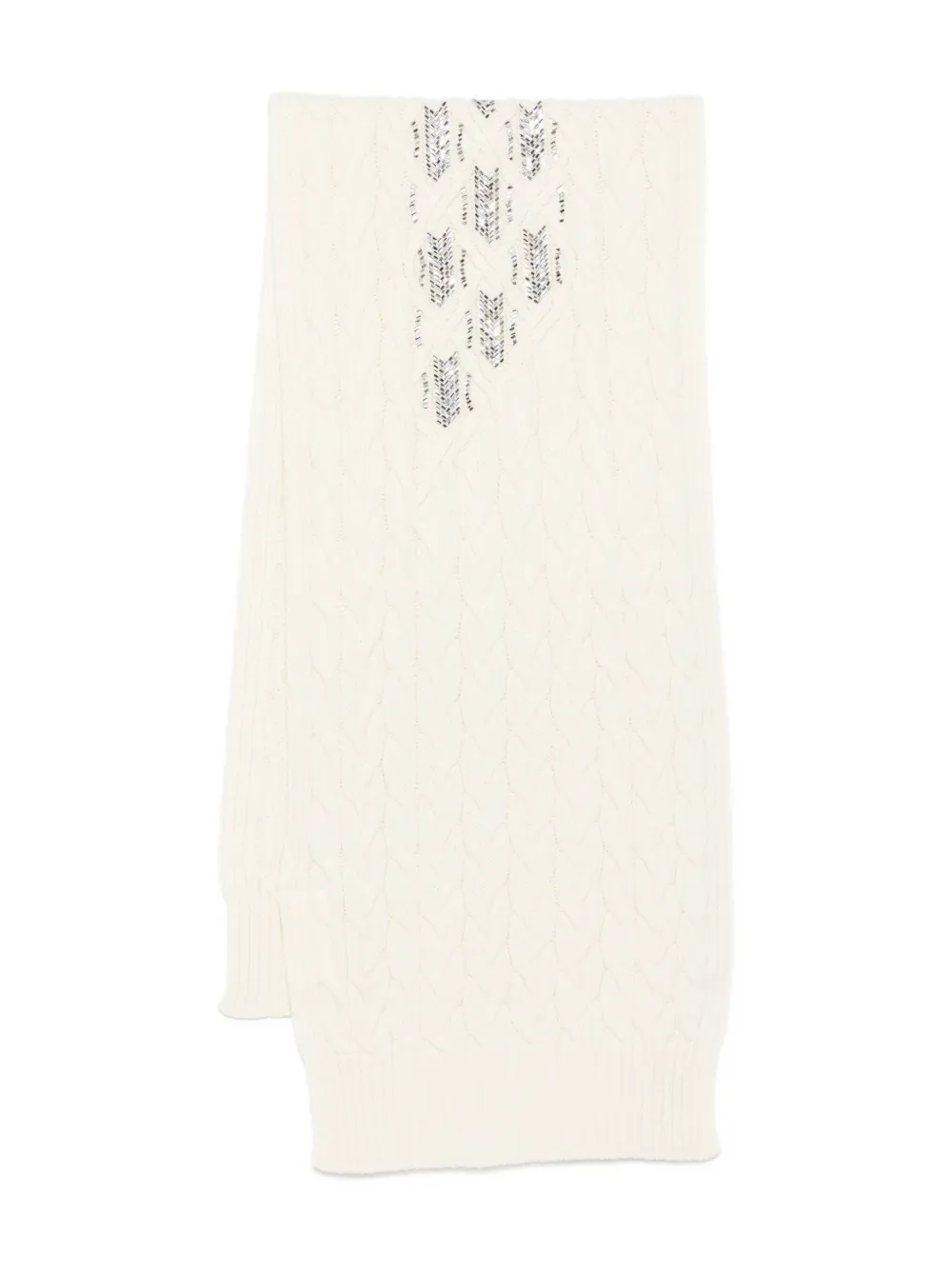 Ermanno Scervino cable-knit embellished scarf Wit