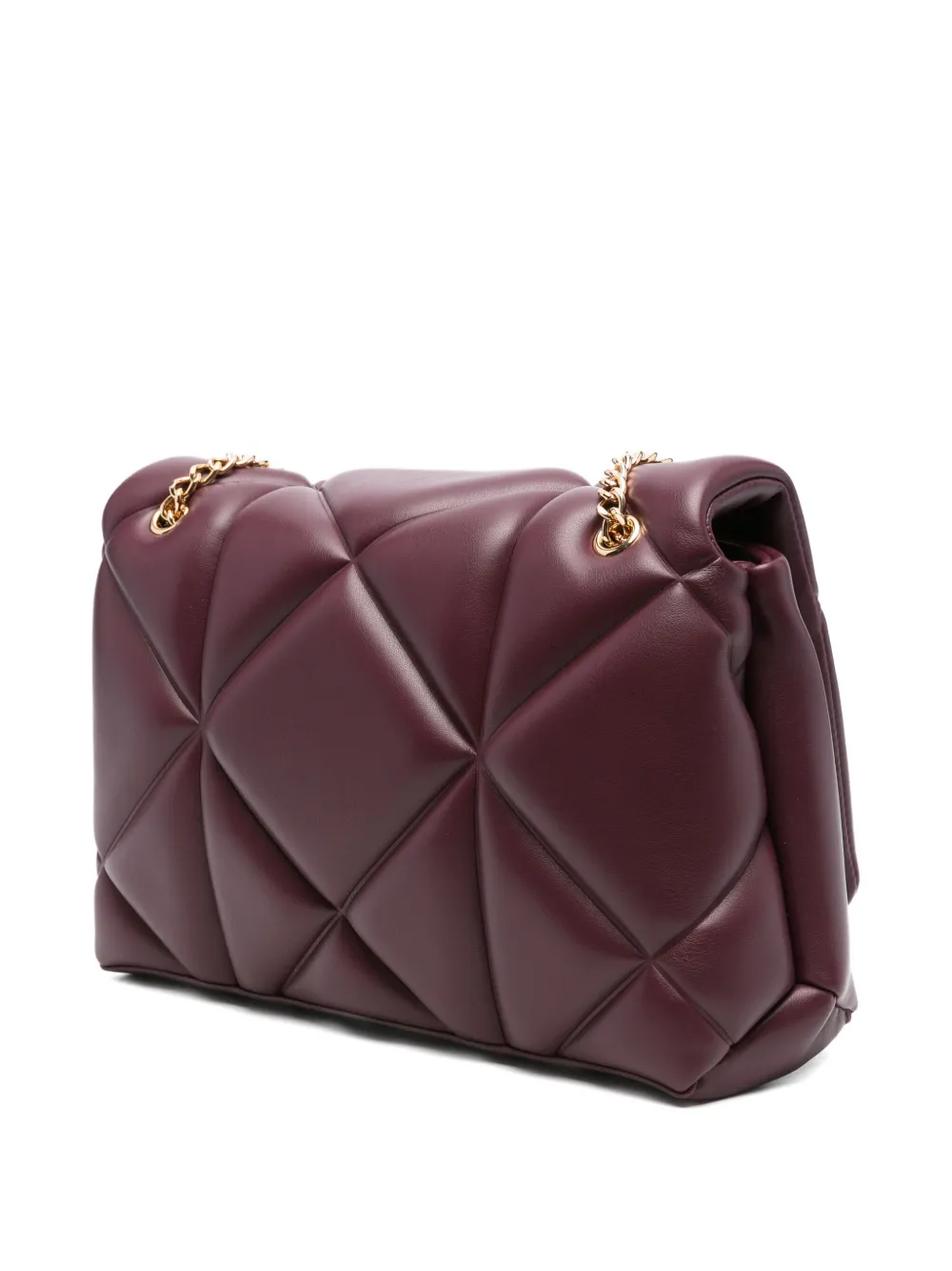 Love Moschino quilted logo-plaque shoulder bag Rood