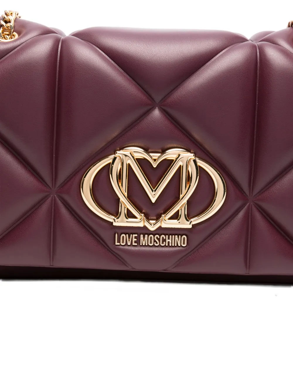 Love Moschino quilted logo-plaque shoulder bag Rood