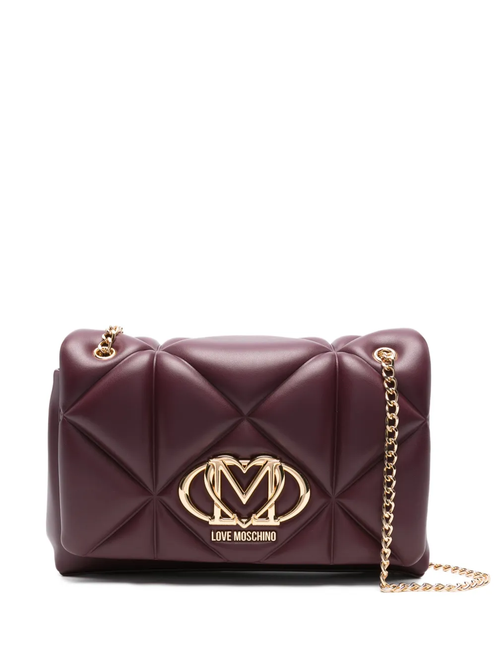 Love Moschino quilted logo-plaque shoulder bag Rood