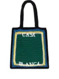 Casablanca lettering cotton tote bag - Green