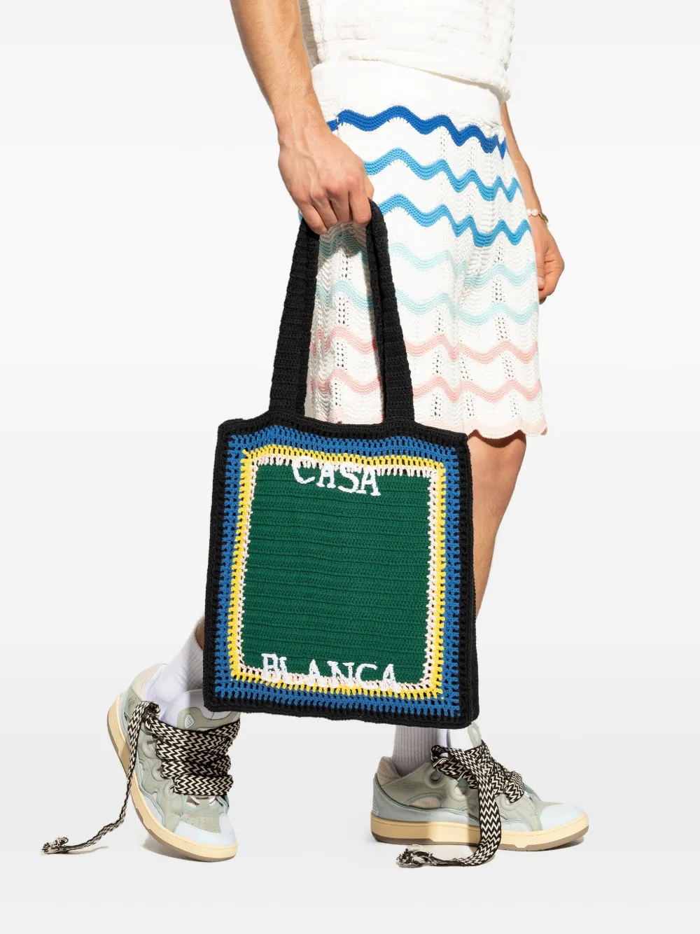 Casablanca lettering cotton tote bag Groen