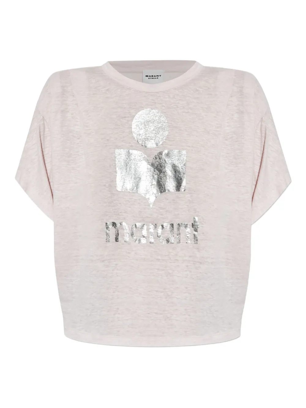 MARANT ÉTOILE metallic-logo linen t-shirt - ピンク MARANT ÉTOILE metallic-logo linen t-shirt - ピンク