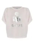 MARANT ÉTOILE metallic-logo linen t-shirt - Pink