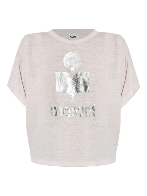 Metallic-logo linen t-shirt - MARANT ÉTOILE - Modalova