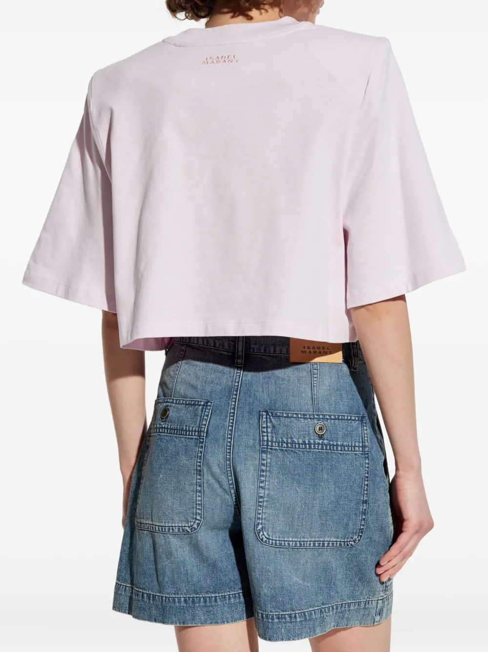 ISABEL MARANT Zaely cropped top met gewatteerde schouders Roze