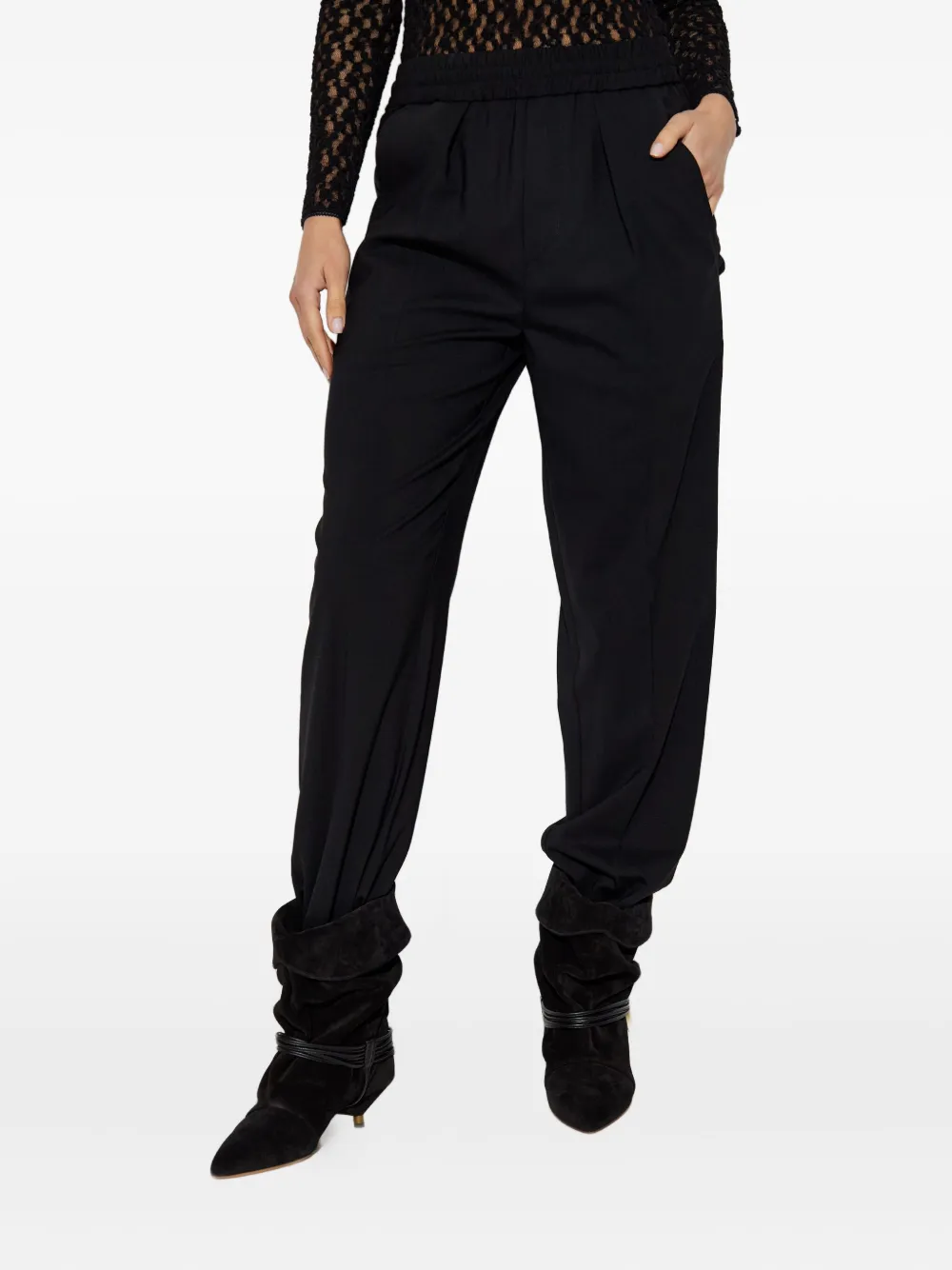 ISABEL MARANT virgin-wool high-rise trousers Zwart