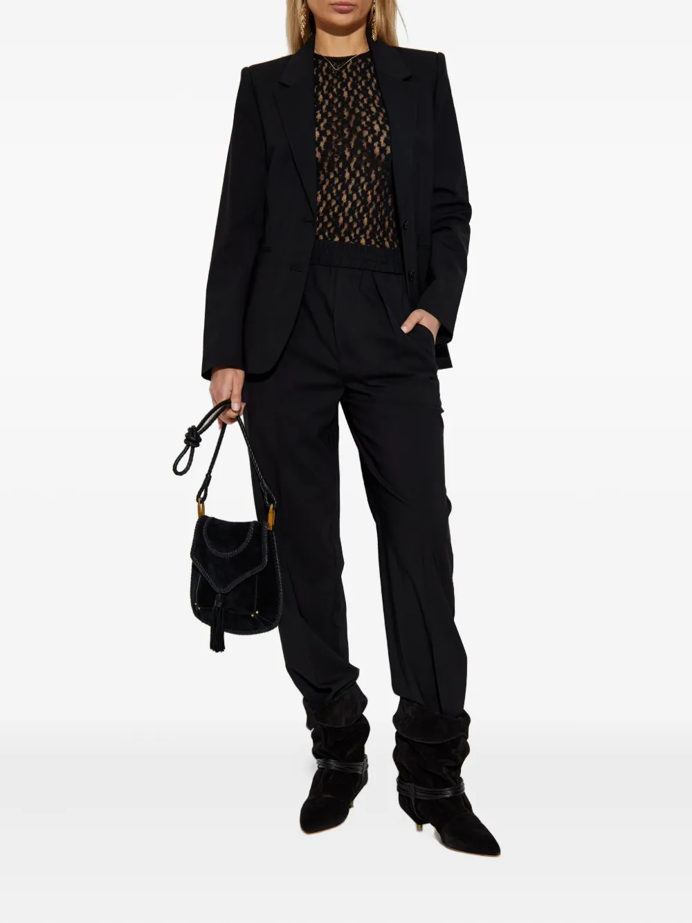 ISABEL MARANT virgin-wool high-rise trousers Zwart