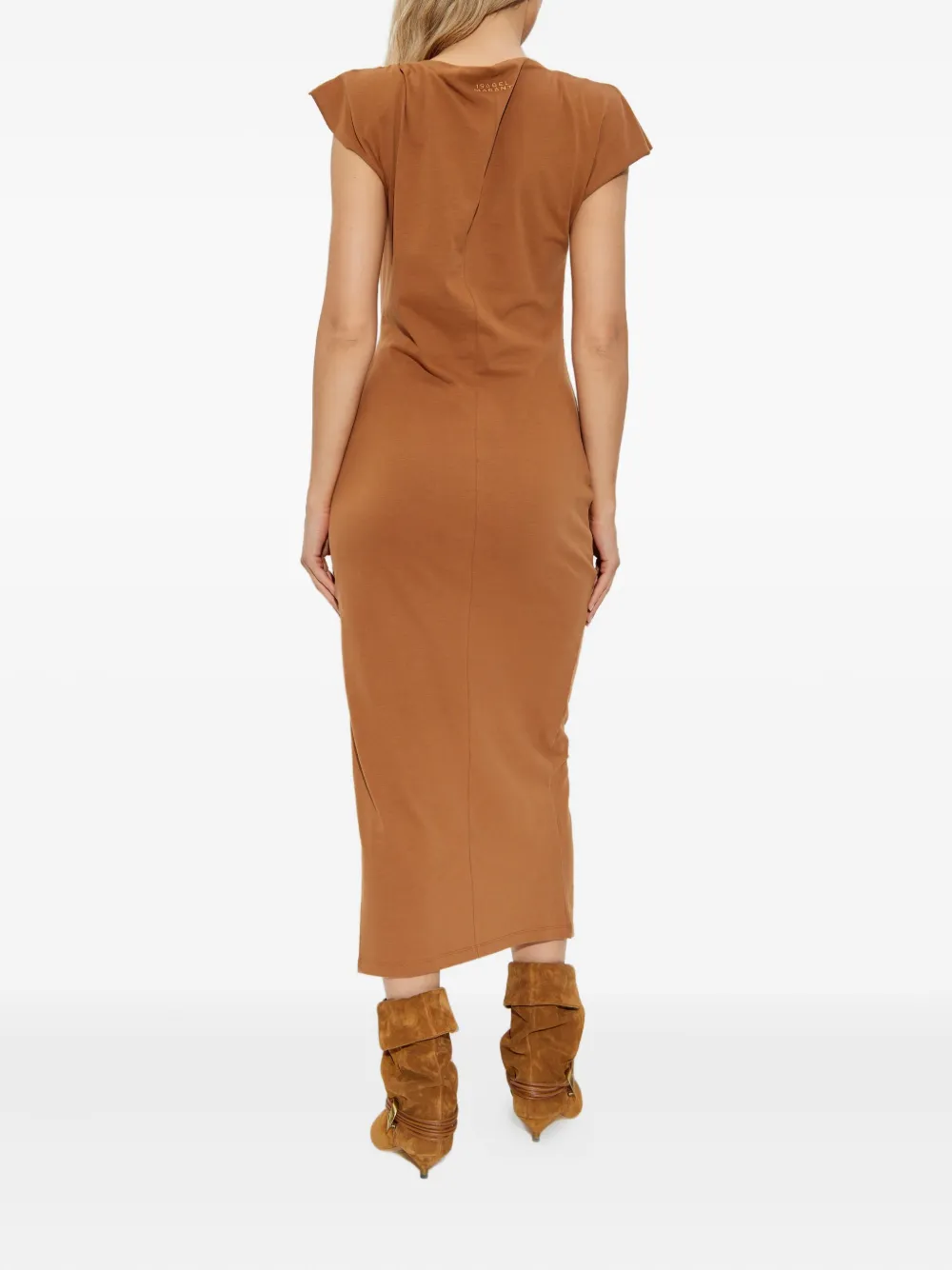 ISABEL MARANT Nadela side-split draped midi dress Bruin
