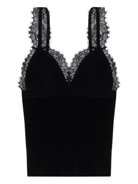 Blumarine lace-trimmed ribbed top