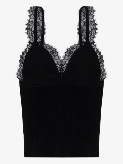 Blumarine top de canalé con ribete de encaje