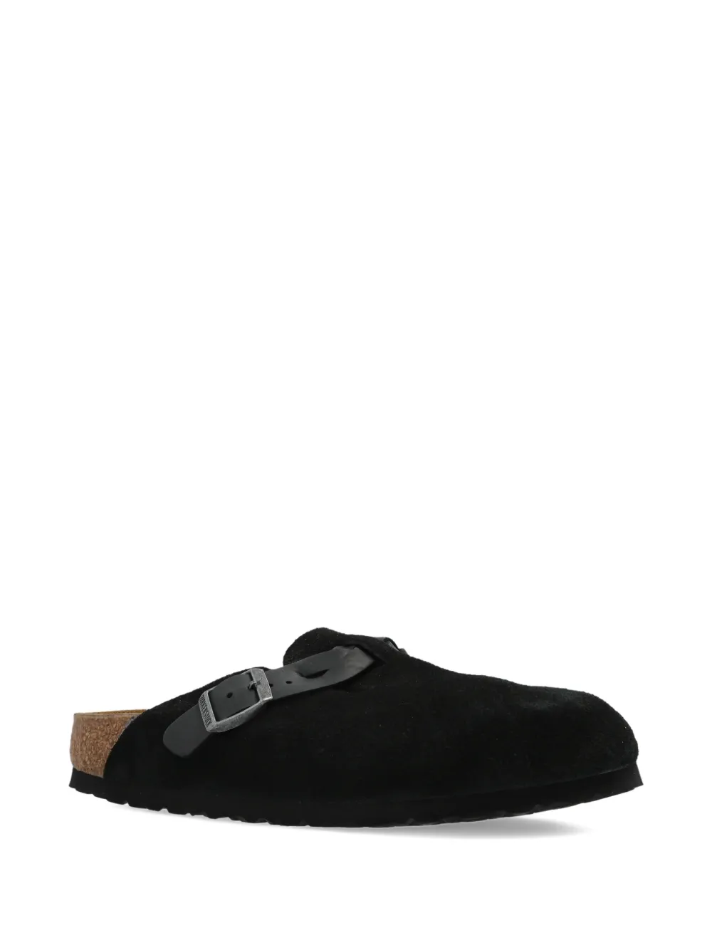 Birkenstock Boston buckle suede mules Black