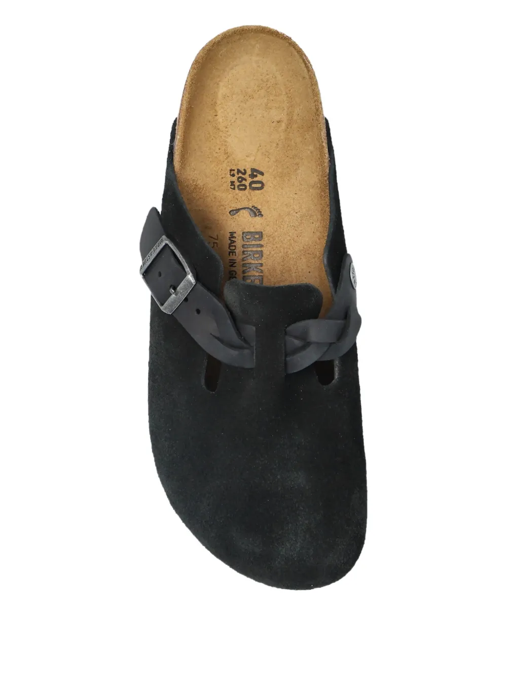Birkenstock Boston buckle suede mules Black