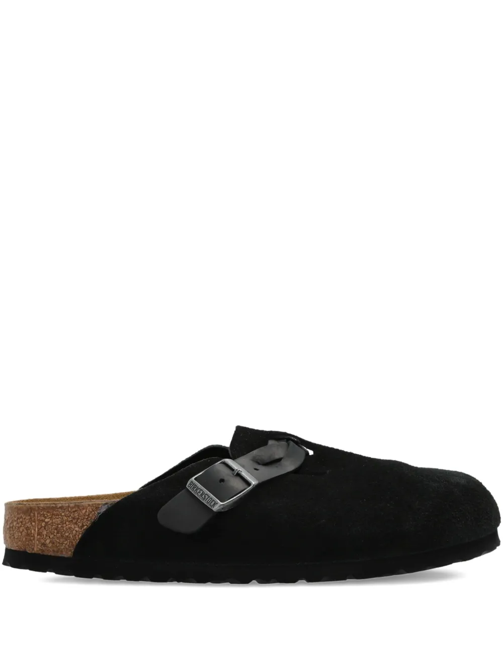 Birkenstock Boston buckle suede mules Black