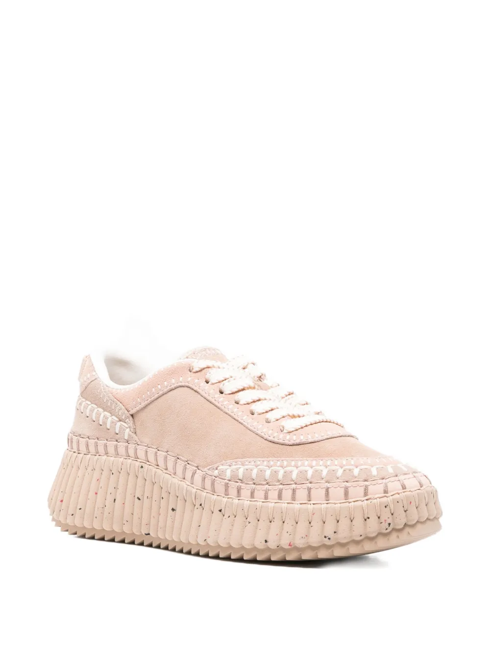Chloé Nama textured leather-trimmed platform sneakers | Low-Tops | Image 2