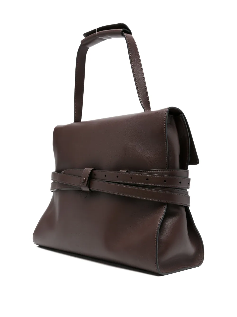 Moschino Medium Tie Me leren shopper met ceintuur Bruin