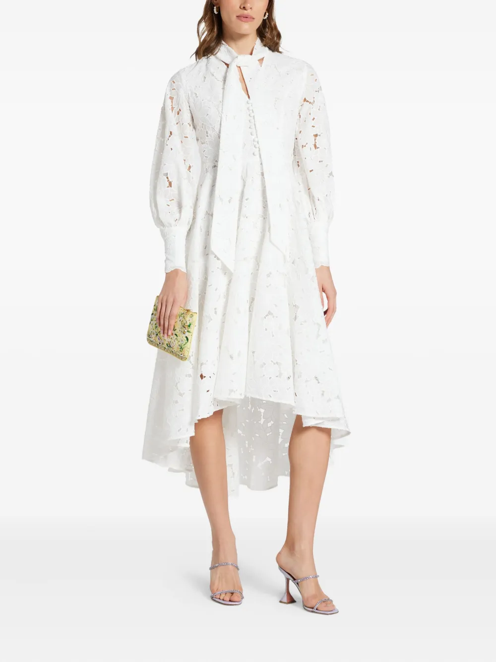 VASILIKI lace high-neck midi dress - Wit