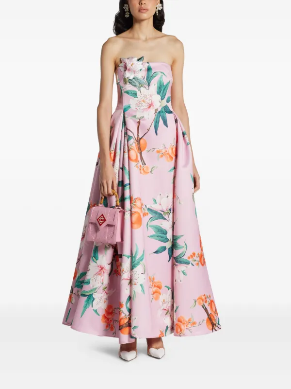 Leo Lin Nora floral-print Bustier Dress | Pink | FARFETCH