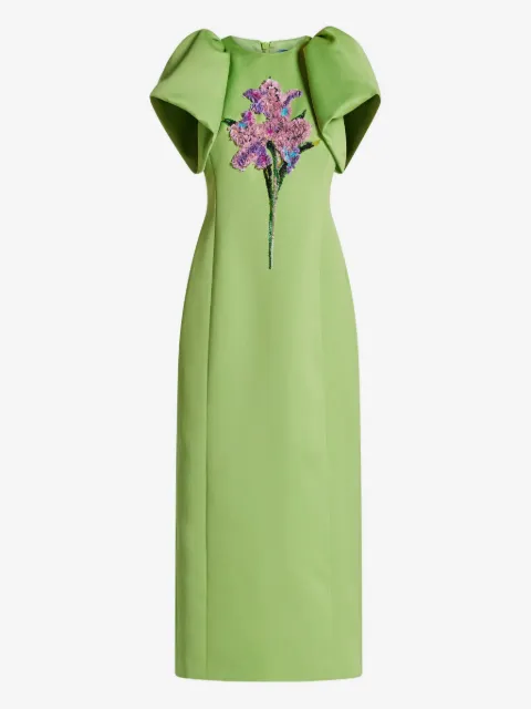 Leo Lin Lucinda puff-sleeve floral-embellished dress