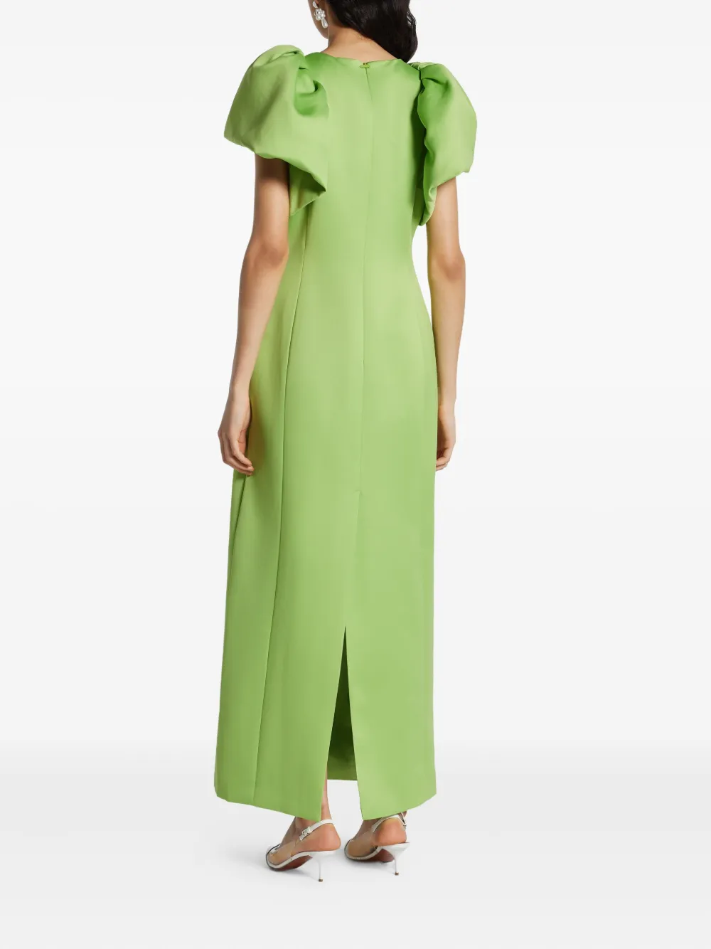 Leo Lin Lucinda jurk verfraaid met bloemen en pofmouwen Groen