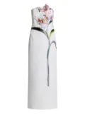Leo Lin Rayna flower-appliqué strapless dress - White