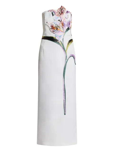 Leo Lin Rayna flower-appliqué strapless dress