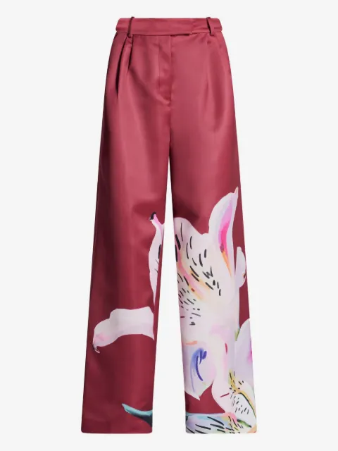 Leo Lin Elisha pleated floral-print trousers