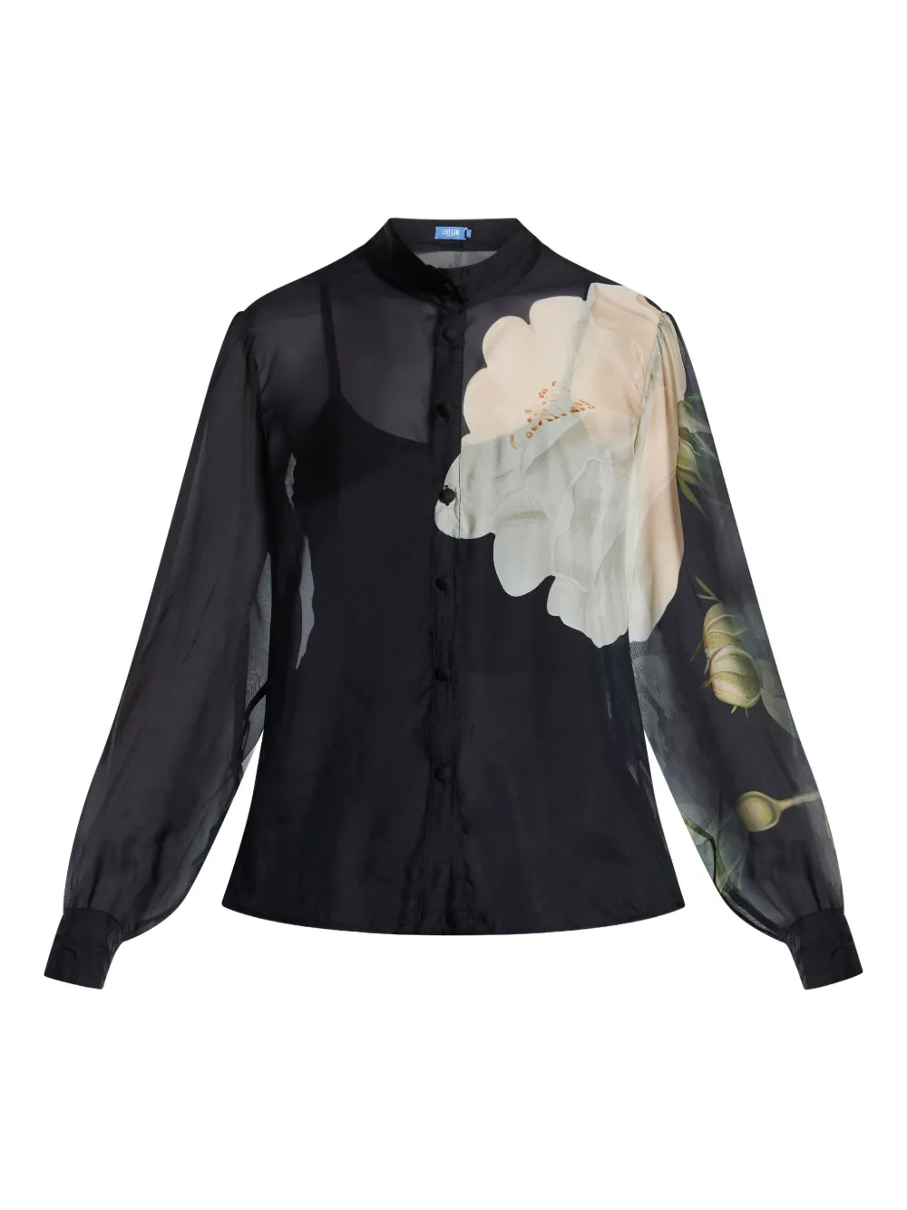 Leo Lin Floral-print Sheer Blouse In Black