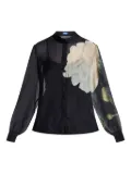 Leo Lin floral-print sheer blouse - Black