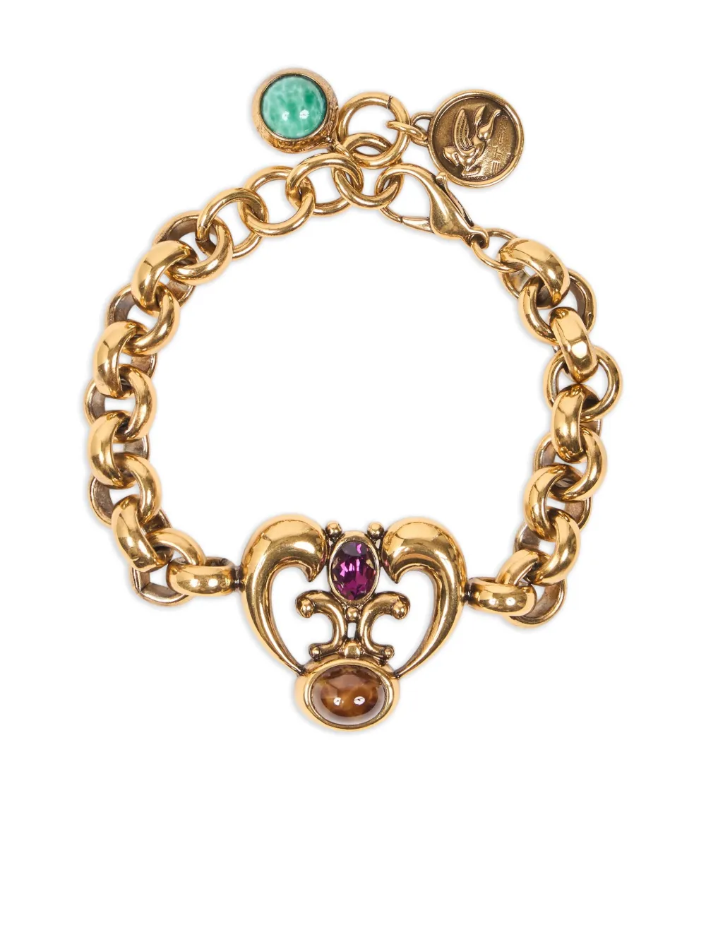 ETRO chain-link heart-pendant bracelet | Gold | Image 1