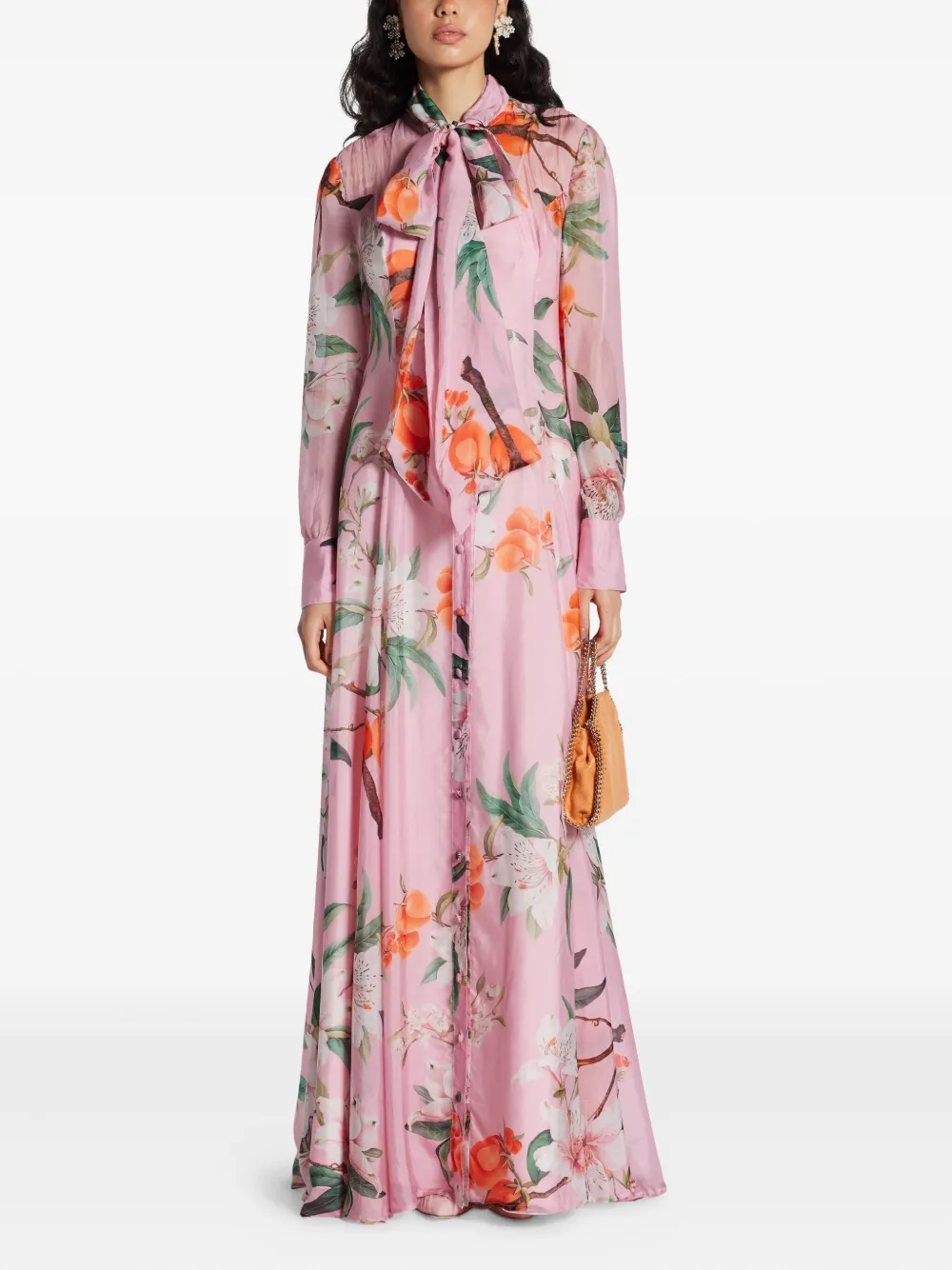 Leo Lin Lilith floral-print bow-neck dress - Roze