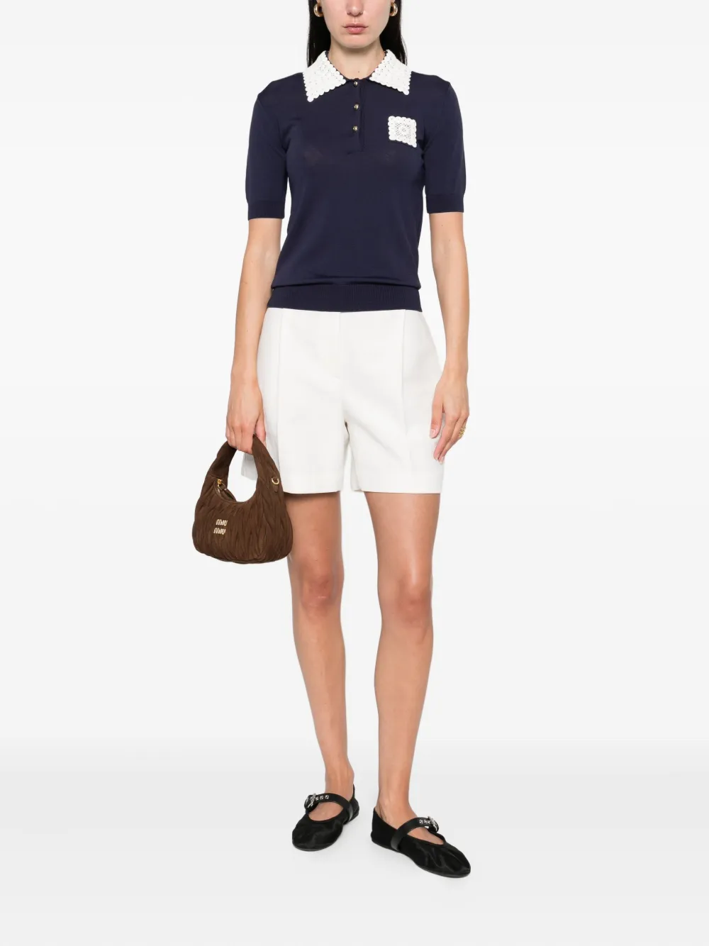 Nº21 Poloshirt met gehaakte afwerking - Blauw
